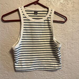 SHEIN Navy and White Striped Crop Top